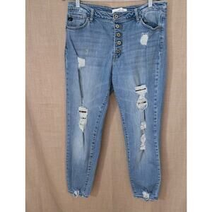 KanCan Jeans Juniors Size 13/30 Skinny Stretch Mid Rise Distressed Denim Classic